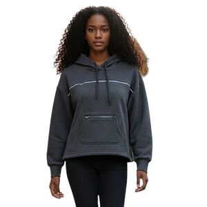 Hind Running Cropped Hoodie sz S Womens Gray Athletic Sweatshirt Reflective Boxy